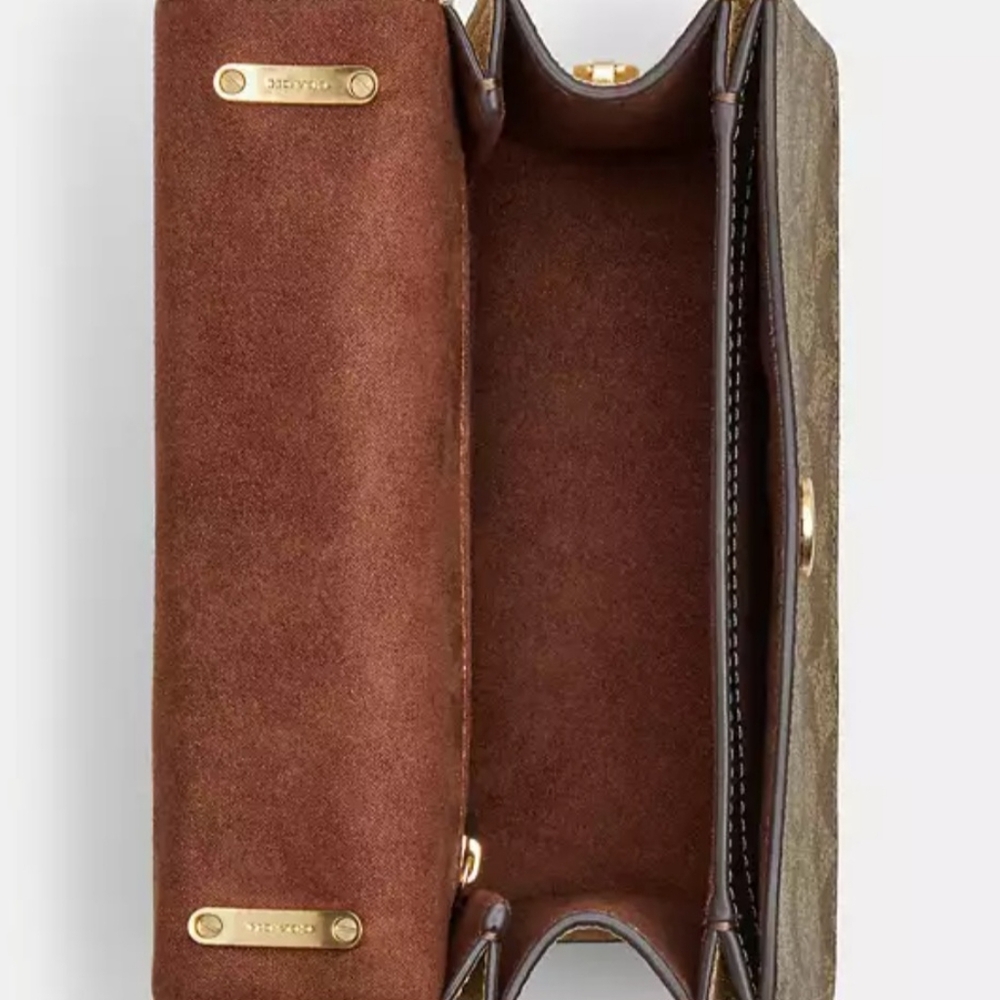 Coach Square Morgan Brown and Tan Crossbody Bag with Adjustable Strap - Picture 4 of 4